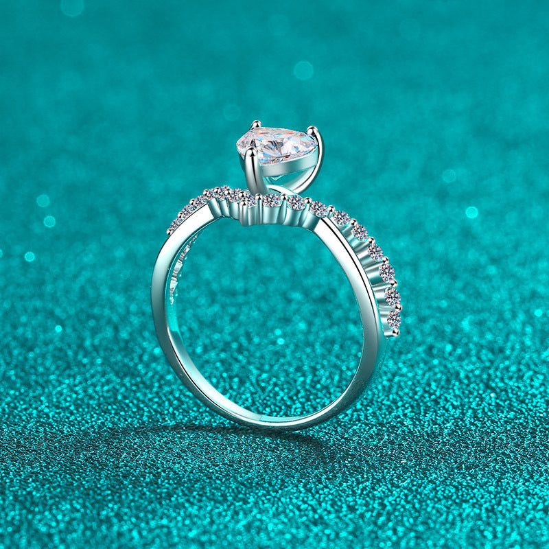 Sterling Silver Love 1 Karat Moissanite Ring