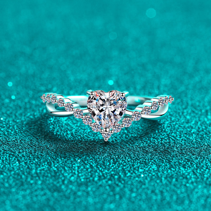 Sterling Silver Love 1 Karat Moissanite Ring
