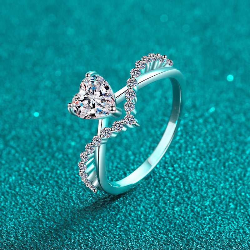 Sterling Silver Love 1 Karat Moissanite Ring